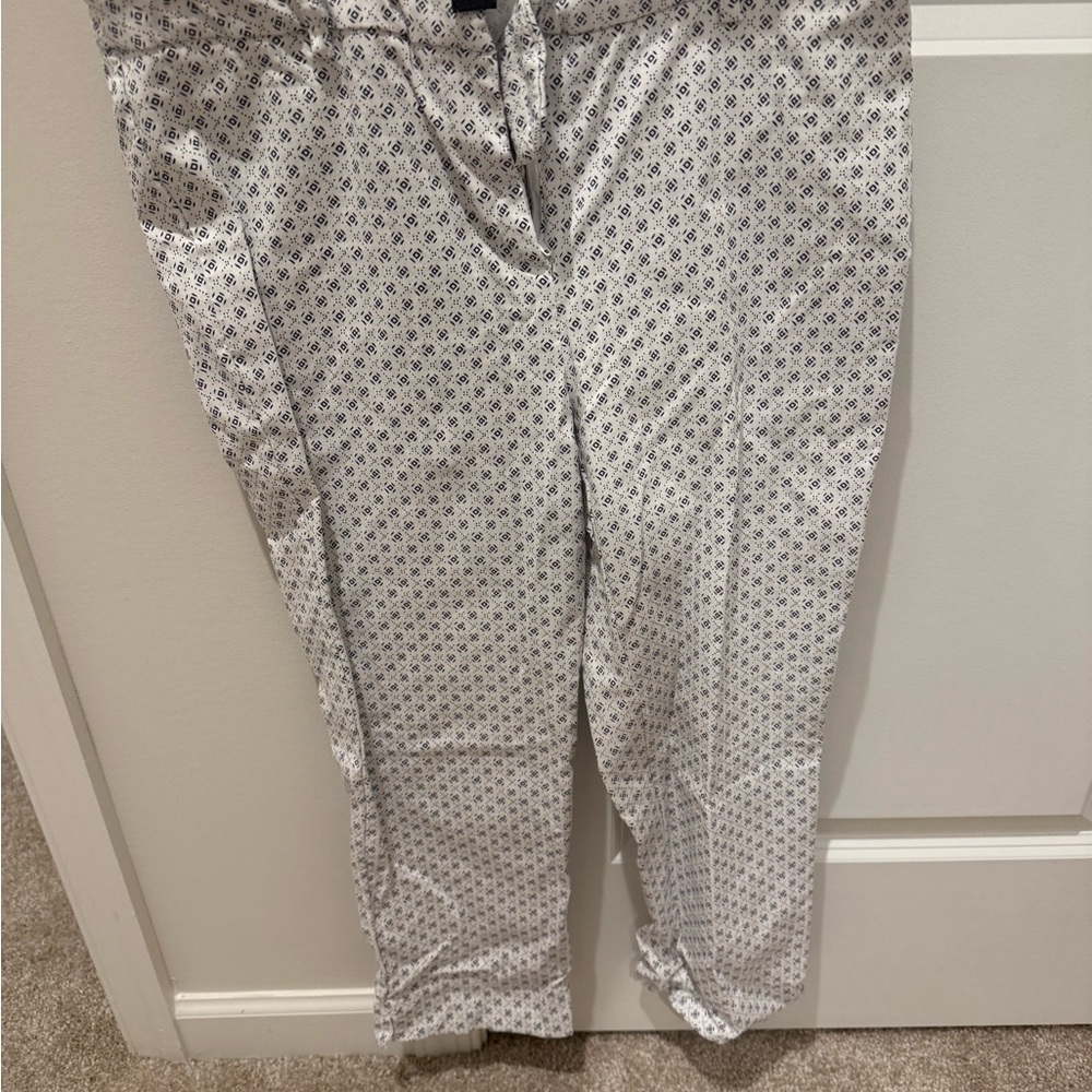 Cynthia Rowley White Pants with Navy Geometric Print